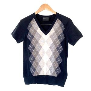 Peak Performance Argyle V-Neck Knit Top